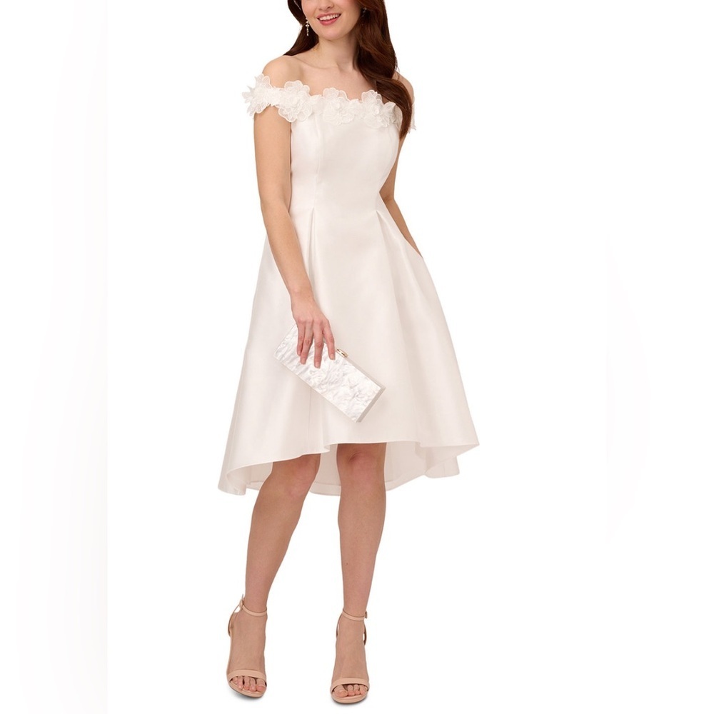Women's 3d Floral Off-The-Shoulder Mikado Dress